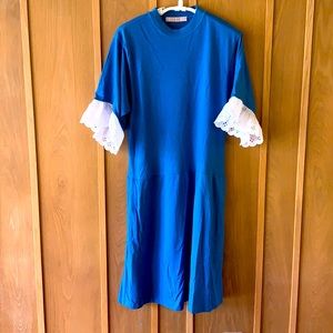 80s cotton Esprit dress with 3/4 sleeves and lace!
